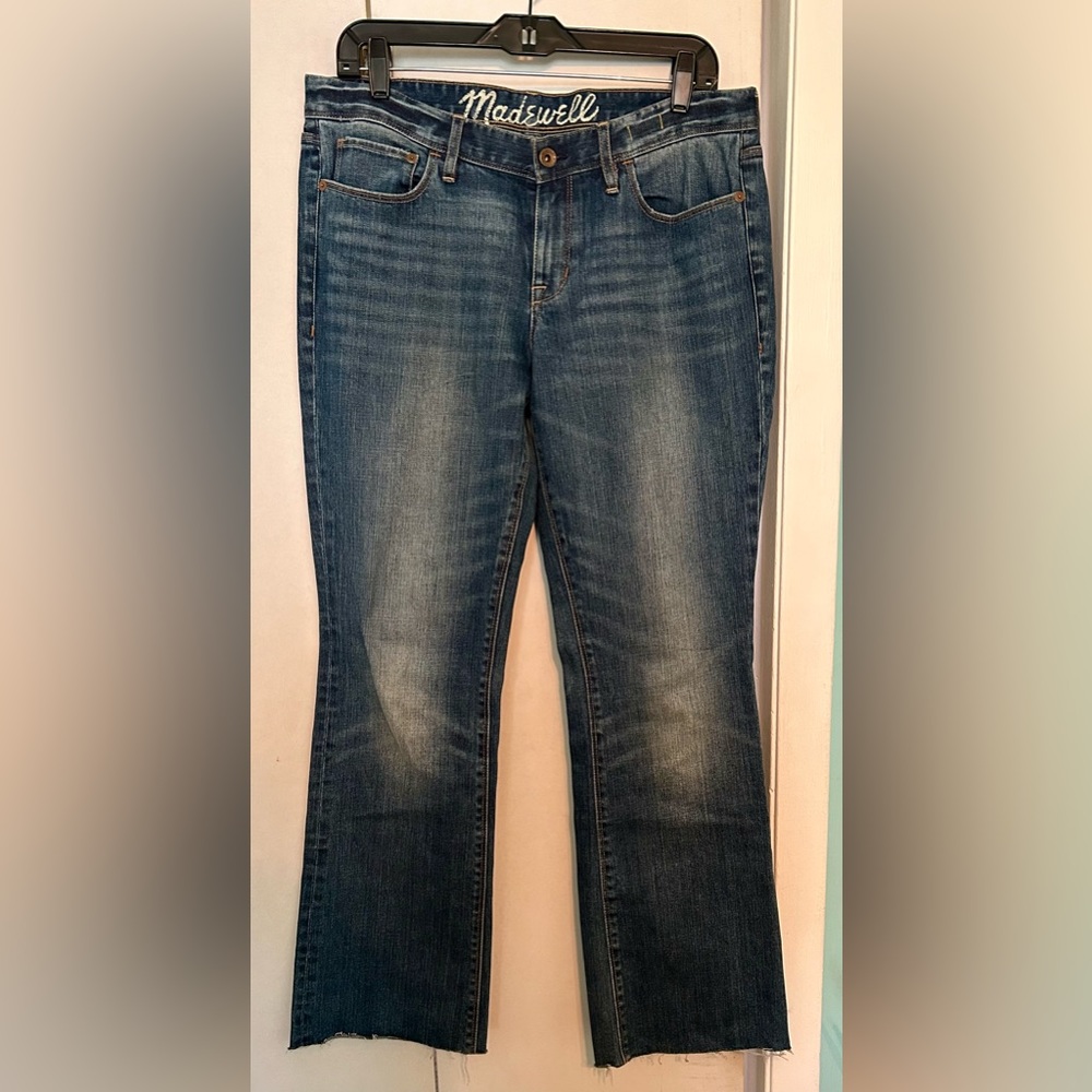 Madewell bootleg, distressed hem jeans, size 31